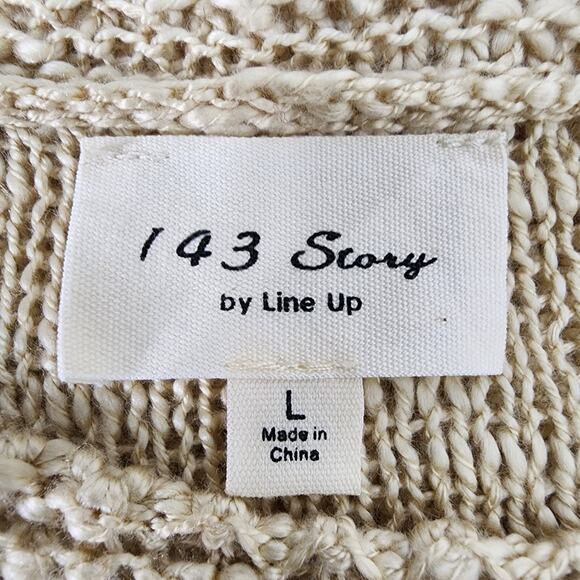 143 Story By Lineup Sweater Womens Large Fringe Tasseled Open Knit Boho Pullover - Picture 7 of 9